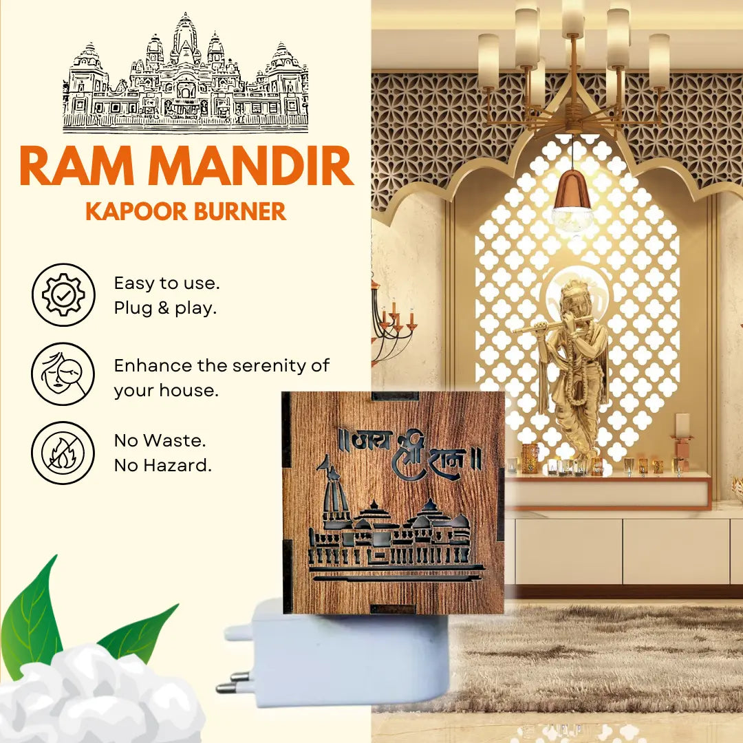 3-IN-1 Ayodhya Ram Mandir Electric Kapoor Burner & Night lamp
