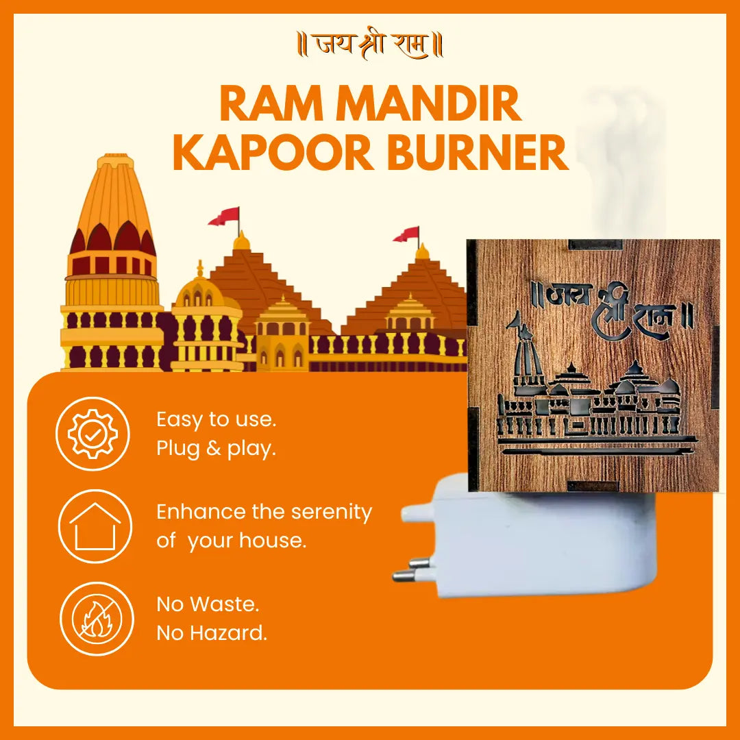 3-IN-1 Ayodhya Ram Mandir Electric Kapoor Burner & Night lamp