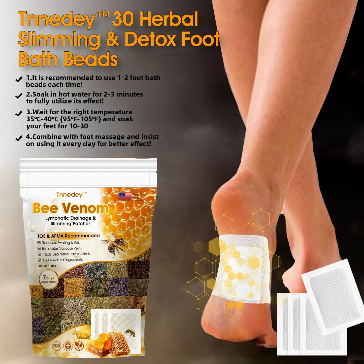 Bee Venom Lymphatic Drainage & Slimming Foot Patches ๐ฟ๐ฃ (HM Official)